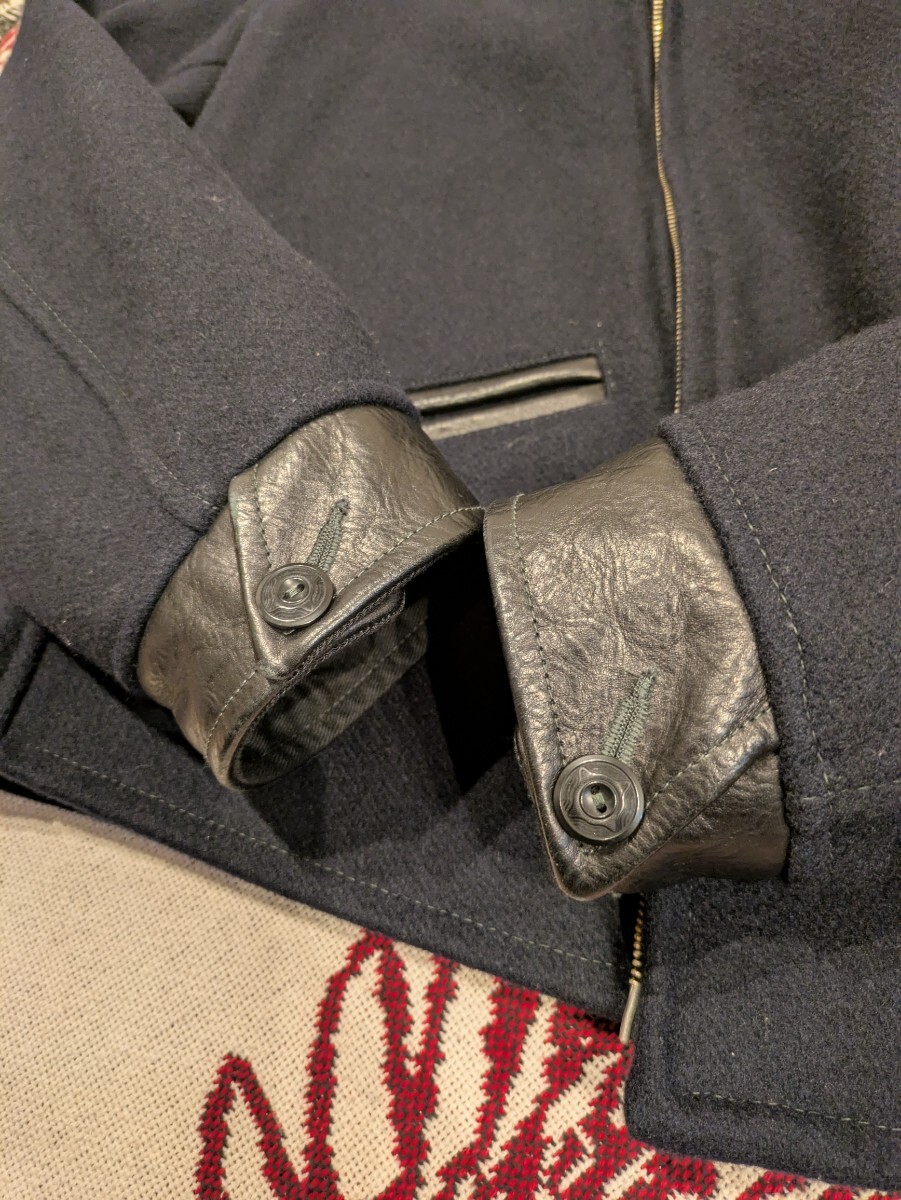 アットラスト size44 MELTON COSSACK JACKET メルトンコサックジャケット ネイビー ライダースジャケット AtLast＆Co ButcherProduct_画像6