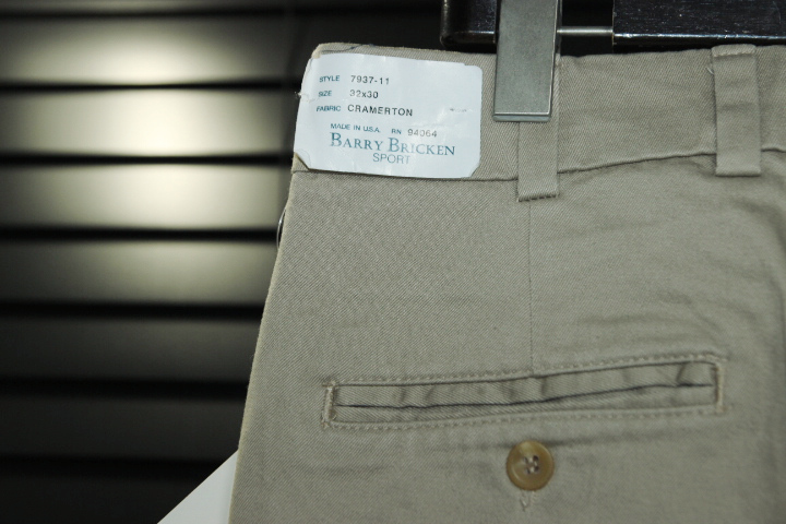 未使用 BARRY BRICKEN × ALL AMERICAN KHAKIS (バリーブリッケン オールアメリカンカーキ) 7937-11 チノパンツ / 32×30 / USA製_画像4