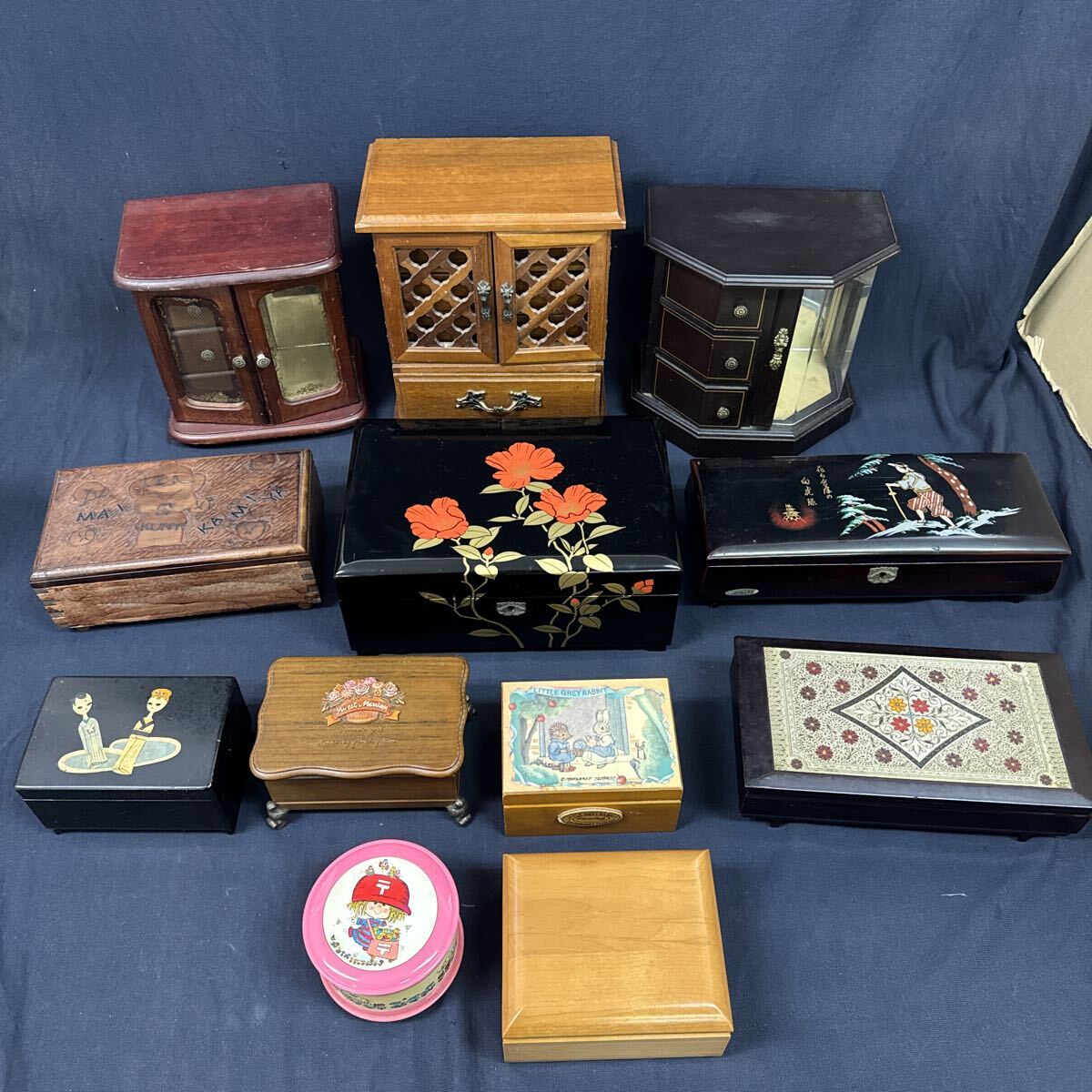 ◆オルゴール付 小物入れ アクセサリーボックス まとめ売り ジュエリー 収納 インテリア ケース ミュージックボックス 昭和レトロ 283-92_画像1