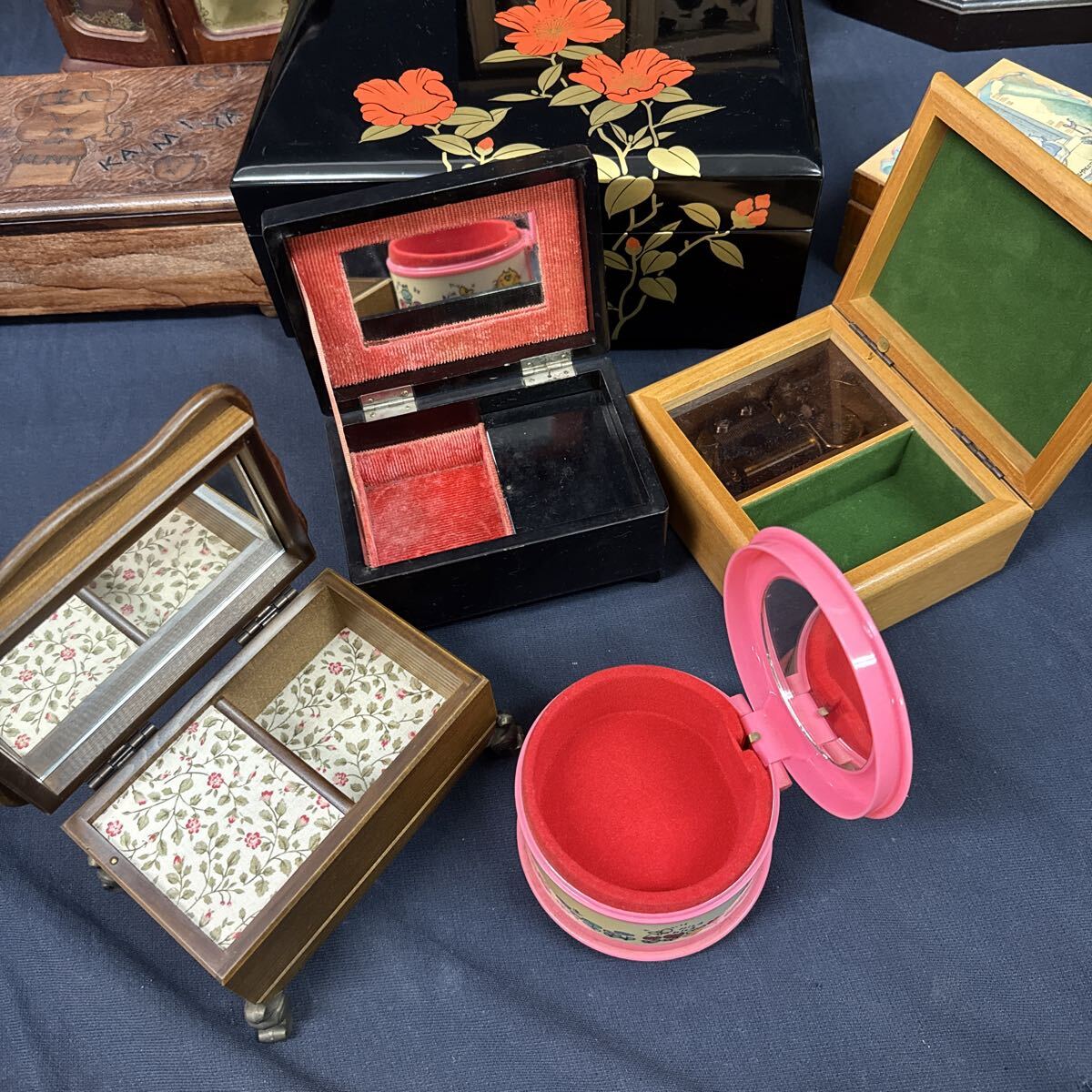 ◆オルゴール付 小物入れ アクセサリーボックス まとめ売り ジュエリー 収納 インテリア ケース ミュージックボックス 昭和レトロ 283-92_画像8