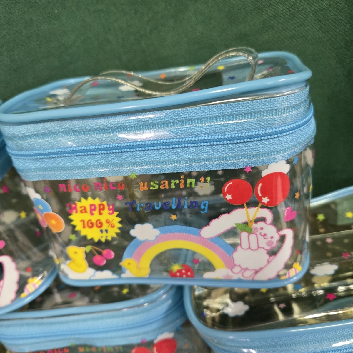 ◇ 未使用長期保管品 ビニールポーチ 水色 ブルー 透明 ポーチ クリアケース 285-11_画像7