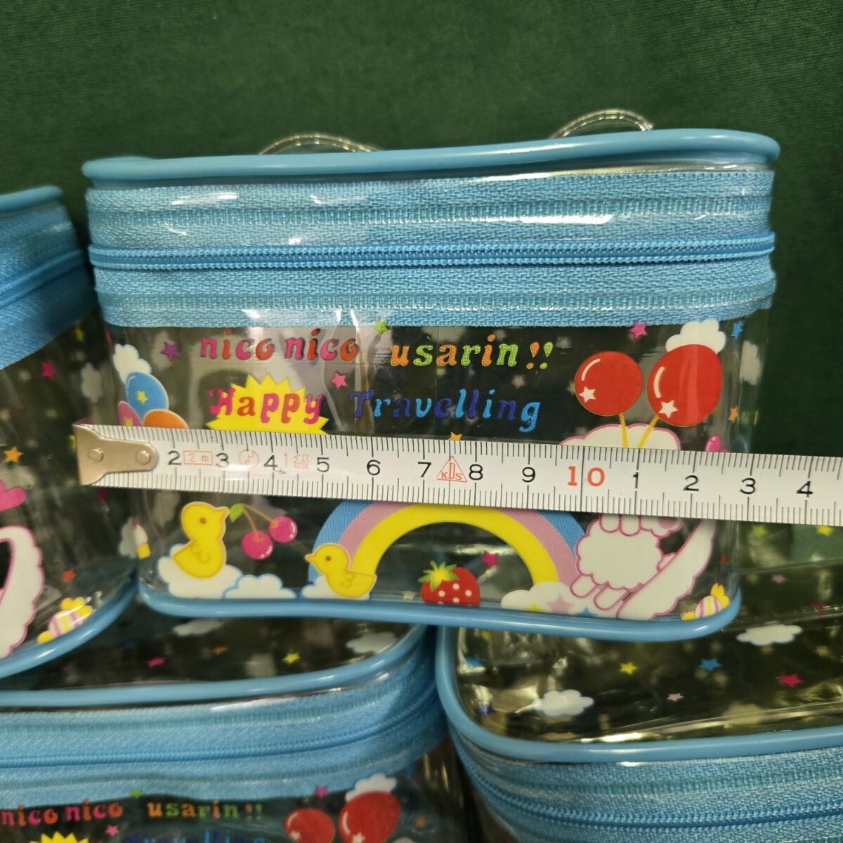 ◇ 未使用長期保管品 ビニールポーチ 水色 ブルー 透明 ポーチ クリアケース 285-11_画像8