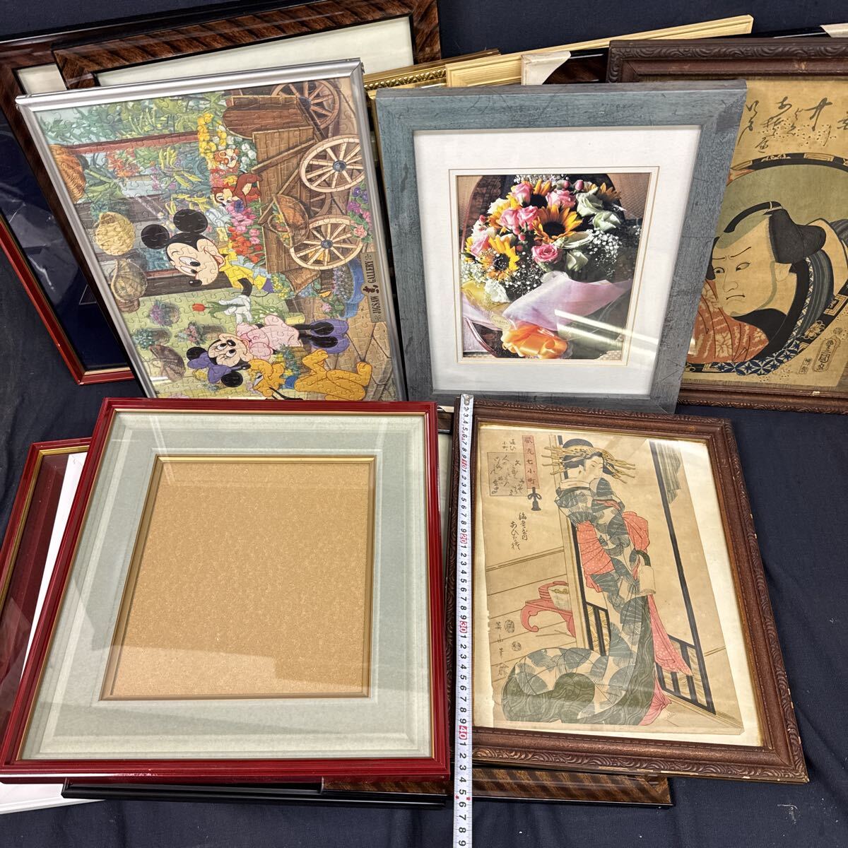 ◆中古 額縁 まとめ売り 18点セット 賞状 絵画 ポスター 色紙 パズル 木製 アート フレーム 壁掛 インテリア 和風 レトロ 飾り 286-70_画像2