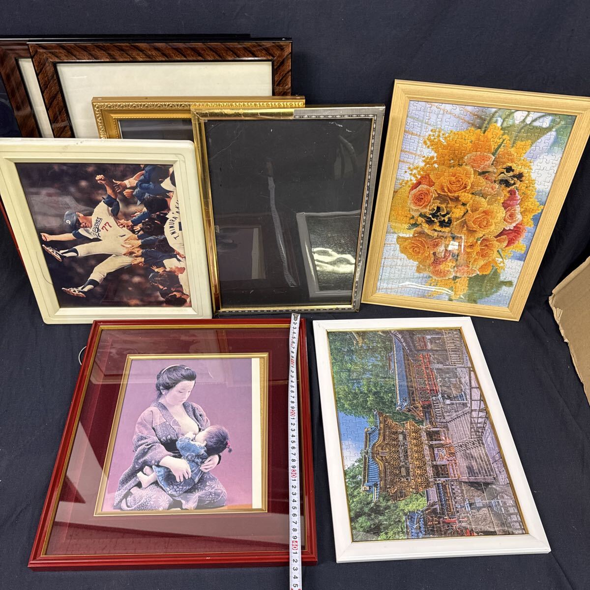◆中古 額縁 まとめ売り 18点セット 賞状 絵画 ポスター 色紙 パズル 木製 アート フレーム 壁掛 インテリア 和風 レトロ 飾り 286-70_画像7