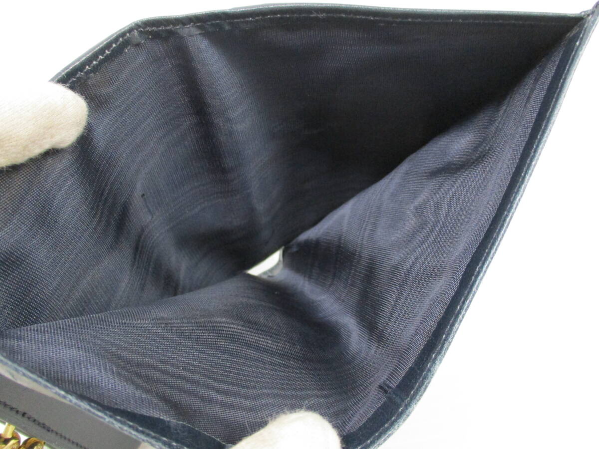 2510M4118 CELINE セリーヌ がま口 二つ折り財布 レザー ネイビー_画像9