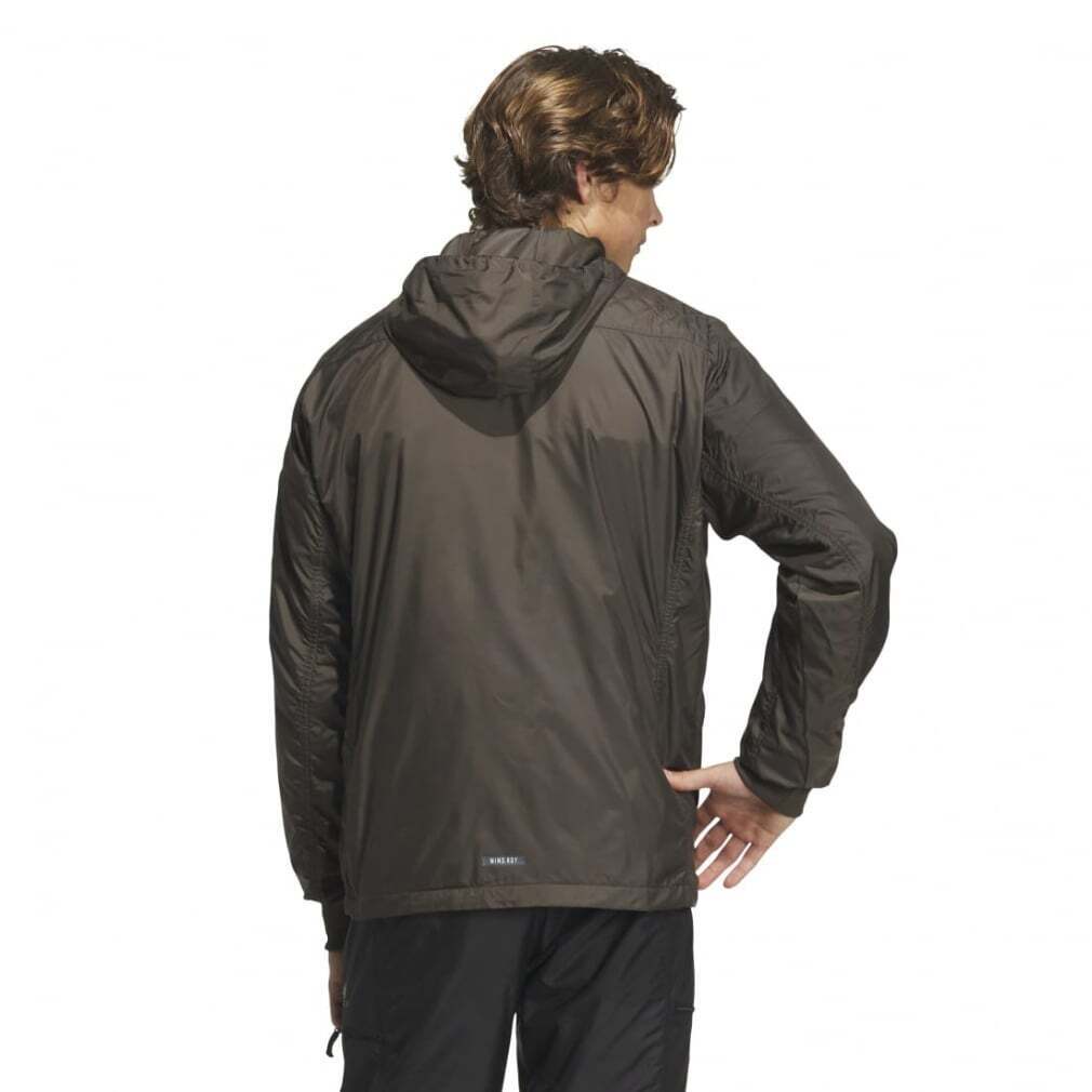 送料600円~新品◆adidas◆アディダス◆WIND. RDY機能◆暖!裏地付き◆フード収納◆3本ライン◆ウーブンジャケット◆シャドーオリーブ◆L_画像5