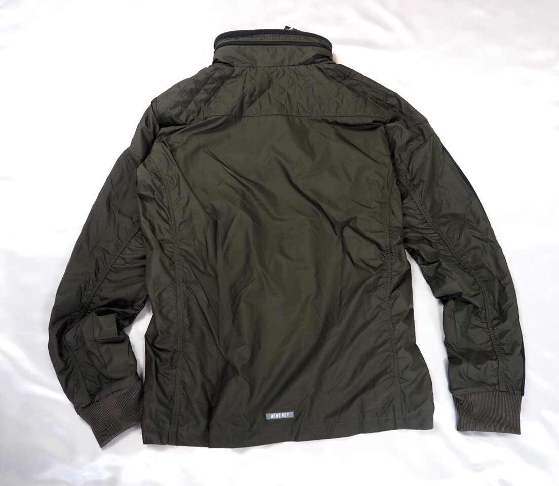 送料600円~新品◆adidas◆アディダス◆WIND. RDY機能◆暖!裏地付き◆フード収納◆3本ライン◆ウーブンジャケット◆シャドーオリーブ◆L_画像2