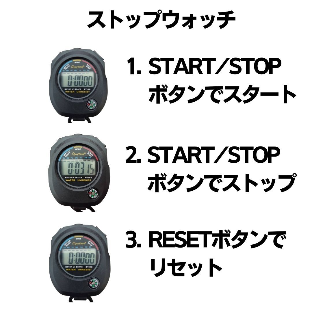 ストップウォッチ タイマー 新品 計測 スポーツ 時計 アラーム デジタル 表示 日付 工具 激安_画像4