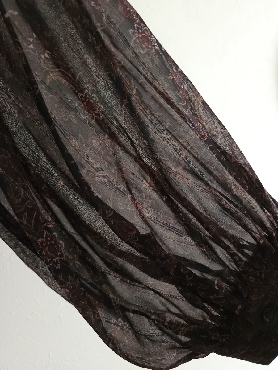 ■*【使用少】ZARAザラ 花柄&肩刺繍デザイン 袖ふんわりプリントブラウス シアーシャツ Mサイズ*■_画像9