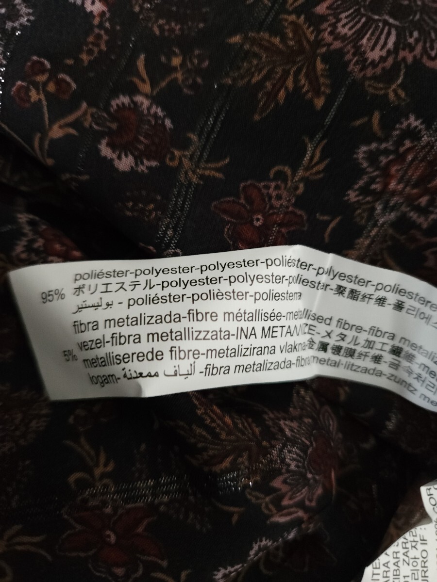 ■*【使用少】ZARAザラ 花柄&肩刺繍デザイン 袖ふんわりプリントブラウス シアーシャツ Mサイズ*■_画像10