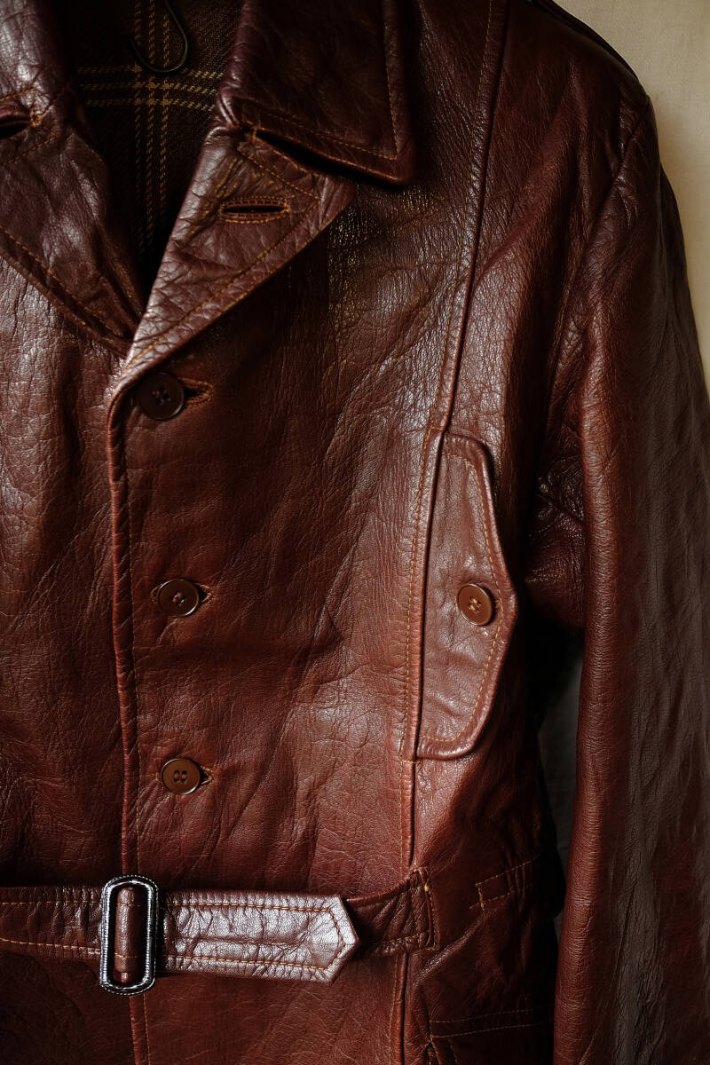 1950's ヴィンテージ スウェーデン製 ゴートレザースポーツジャケット モーターサイクル 50s ワークジャケット コート_画像3