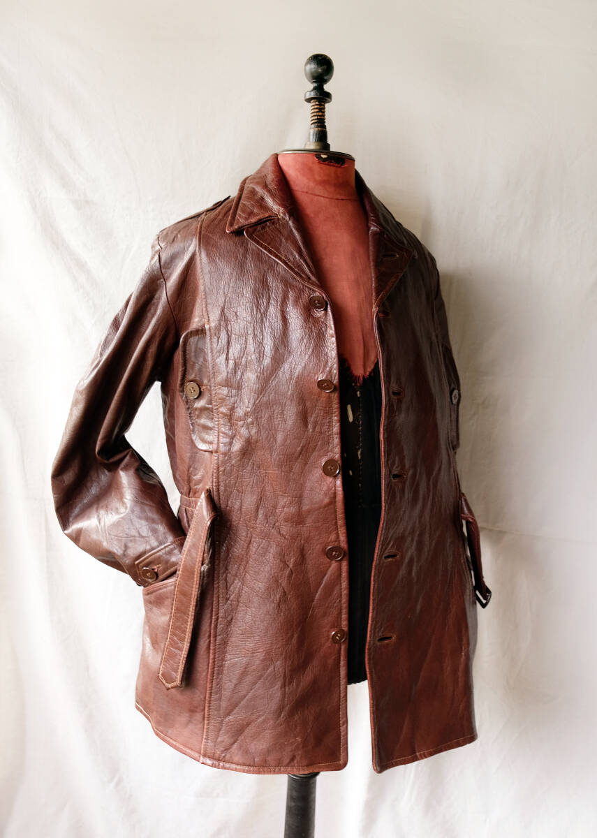 1950's ヴィンテージ スウェーデン製 ゴートレザースポーツジャケット モーターサイクル 50s ワークジャケット コート_画像8