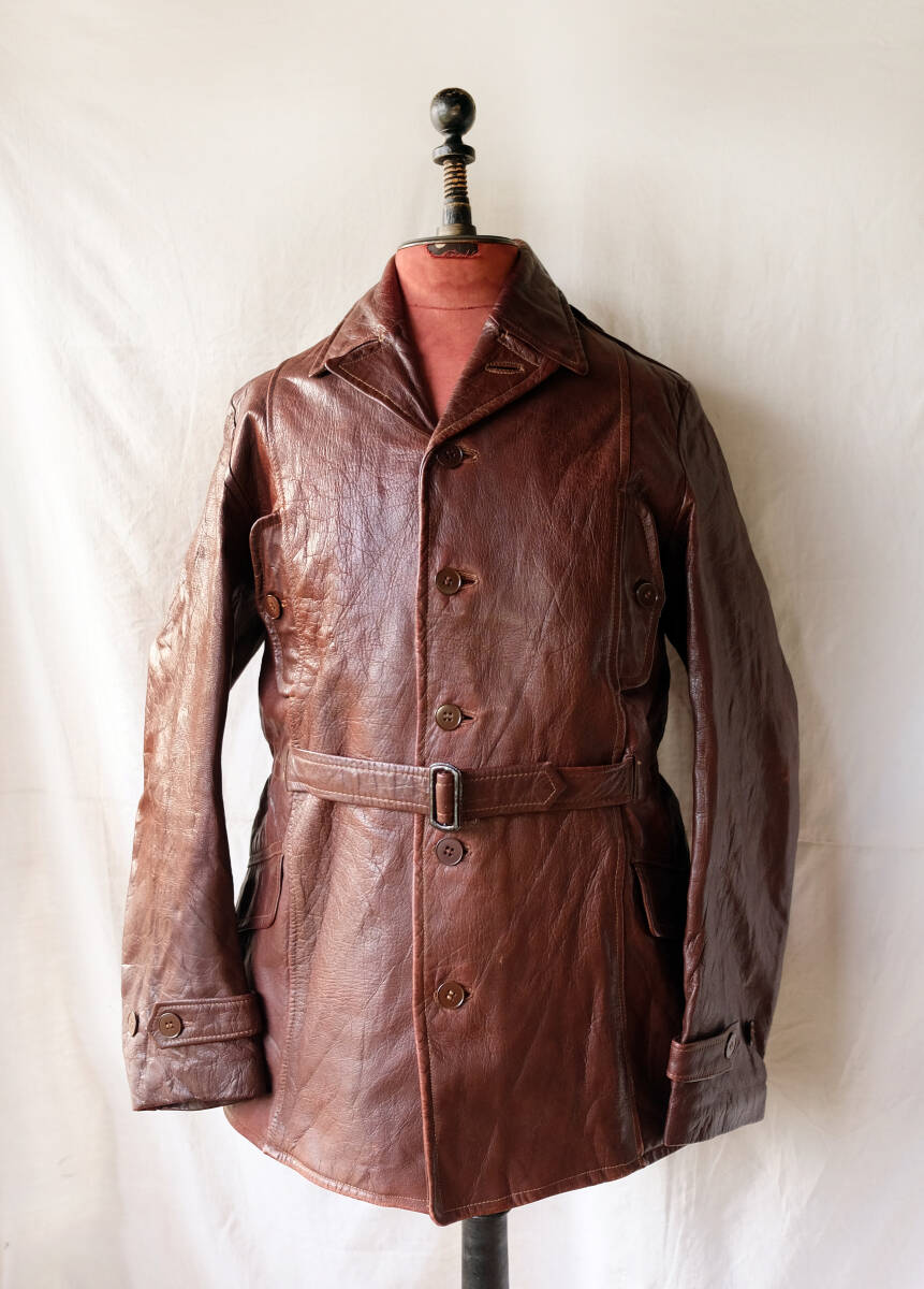 1950's ヴィンテージ スウェーデン製 ゴートレザースポーツジャケット モーターサイクル 50s ワークジャケット コート_画像1