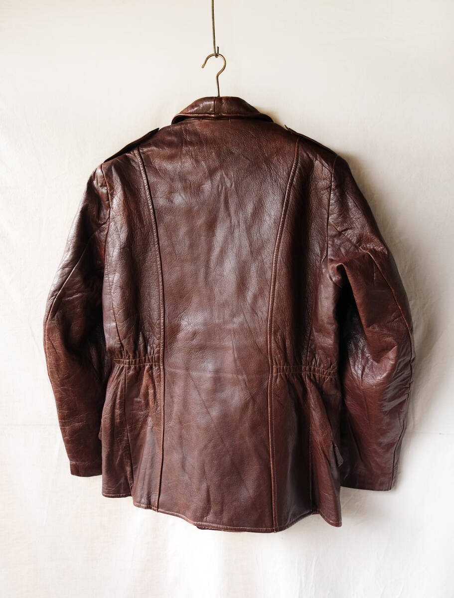 1950's ヴィンテージ スウェーデン製 ゴートレザースポーツジャケット モーターサイクル 50s ワークジャケット コート_画像4