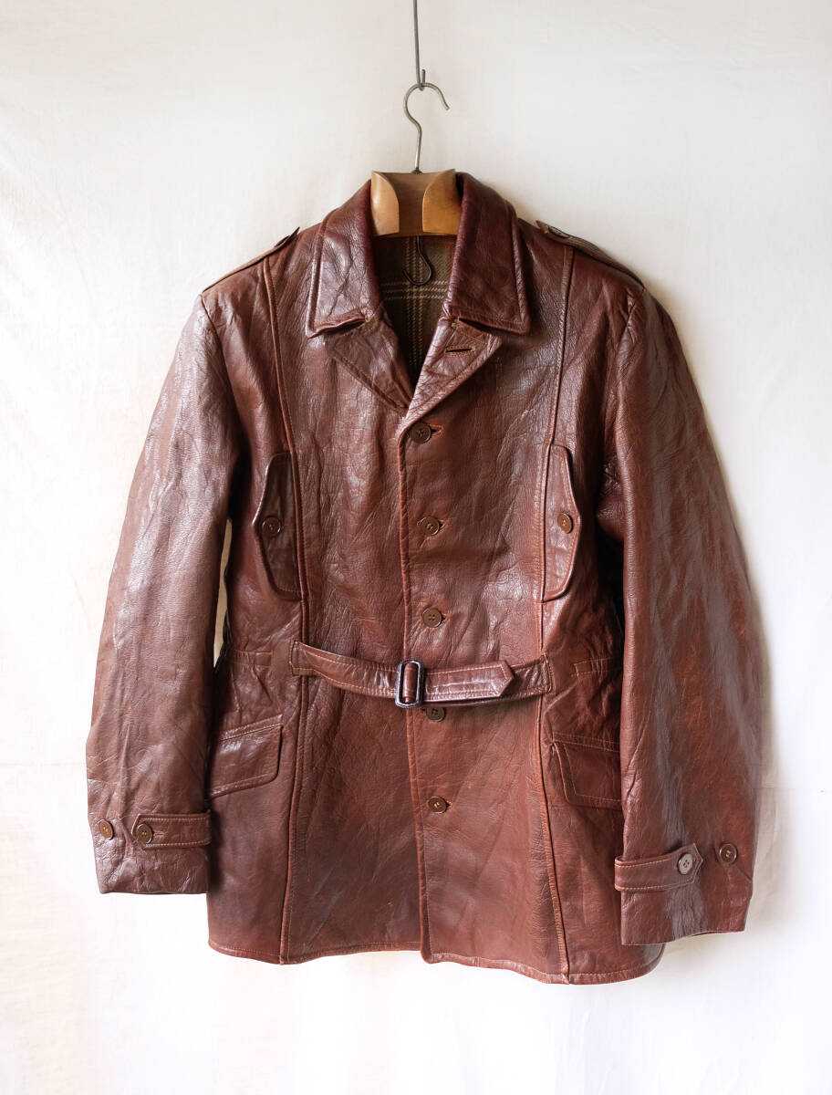 1950's ヴィンテージ スウェーデン製 ゴートレザースポーツジャケット モーターサイクル 50s ワークジャケット コート_画像2