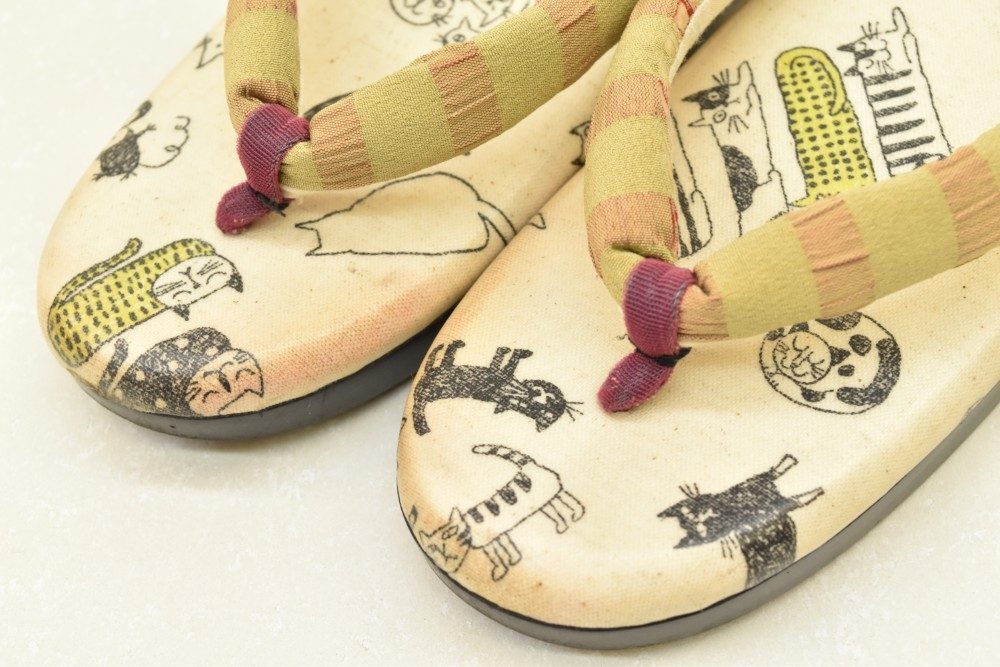 1円 草履 ウレタン草履 カジュアル L寸 猫 和装小物 着物 同梱可 【着物ひととき】 50911_画像2