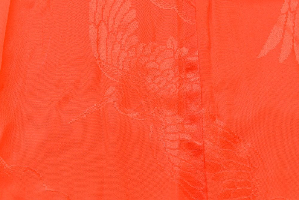 1円 長襦袢 女の子 化繊 刺繍半衿付 赤色 身丈95㎝ 同梱可 【着物ひととき】 51053_画像3