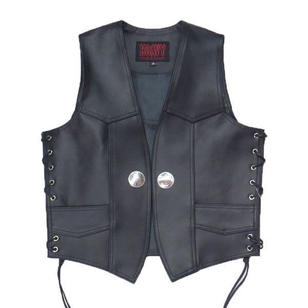 HEAVY オイルレザーベスト ブラック（42インチ）VEST (HVO-01)メンズ_画像1