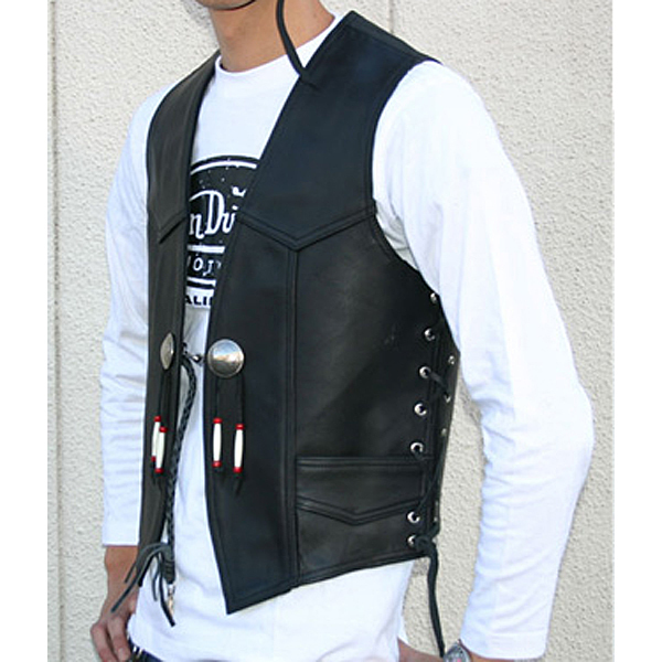 HEAVY オイルレザーベスト ブラック（42インチ）VEST (HVO-01)メンズ_画像5