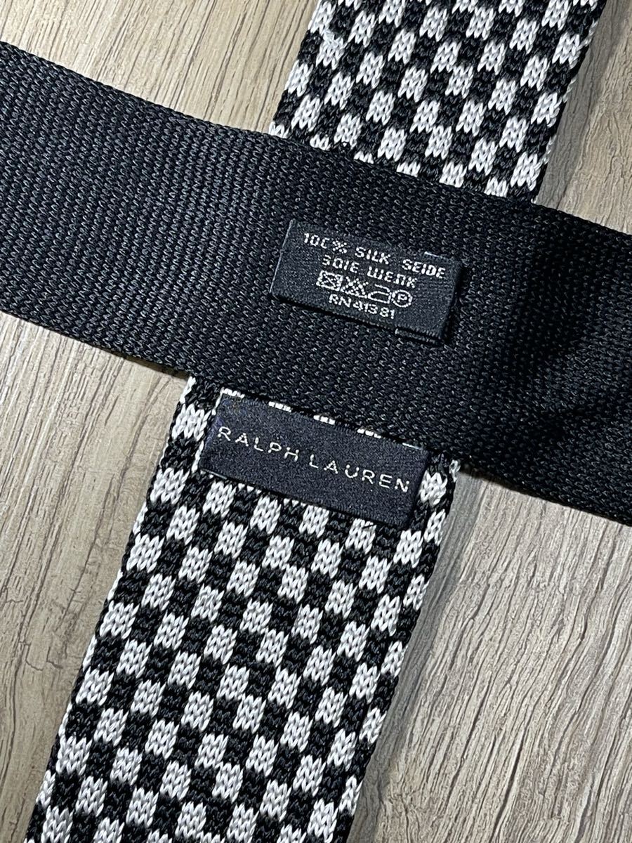 ほぼ未使用 ″RALPH LAUREN BLACK LABEL″ ラルフローレンブラックレーベル チェック ニットタイ ブランドネクタイ 511024_画像3