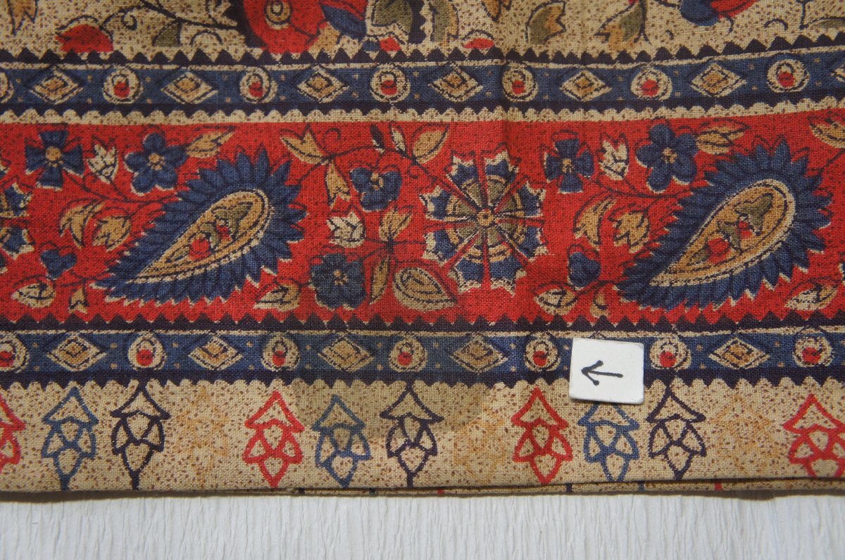 木綿インドバティックベージュ色地小花ペイズリー模様生地材料用[E16612]_画像8
