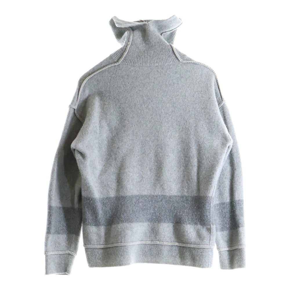 BURBERRY バーバリー 裾ロゴパッチ ステッチデザイン カシミヤ混 ウール タートルネック プルオーバー 長袖ニット セーター グレー 8046230_画像2