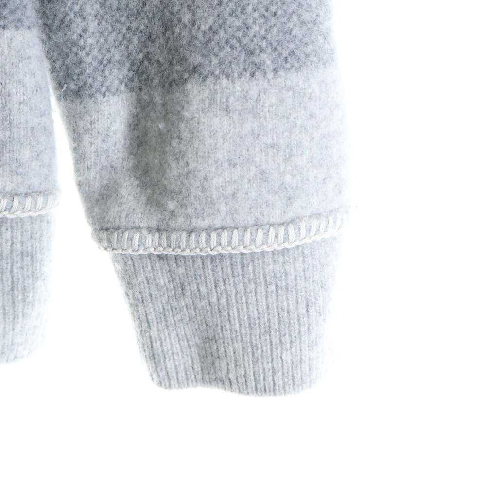 BURBERRY バーバリー 裾ロゴパッチ ステッチデザイン カシミヤ混 ウール タートルネック プルオーバー 長袖ニット セーター グレー 8046230_画像4