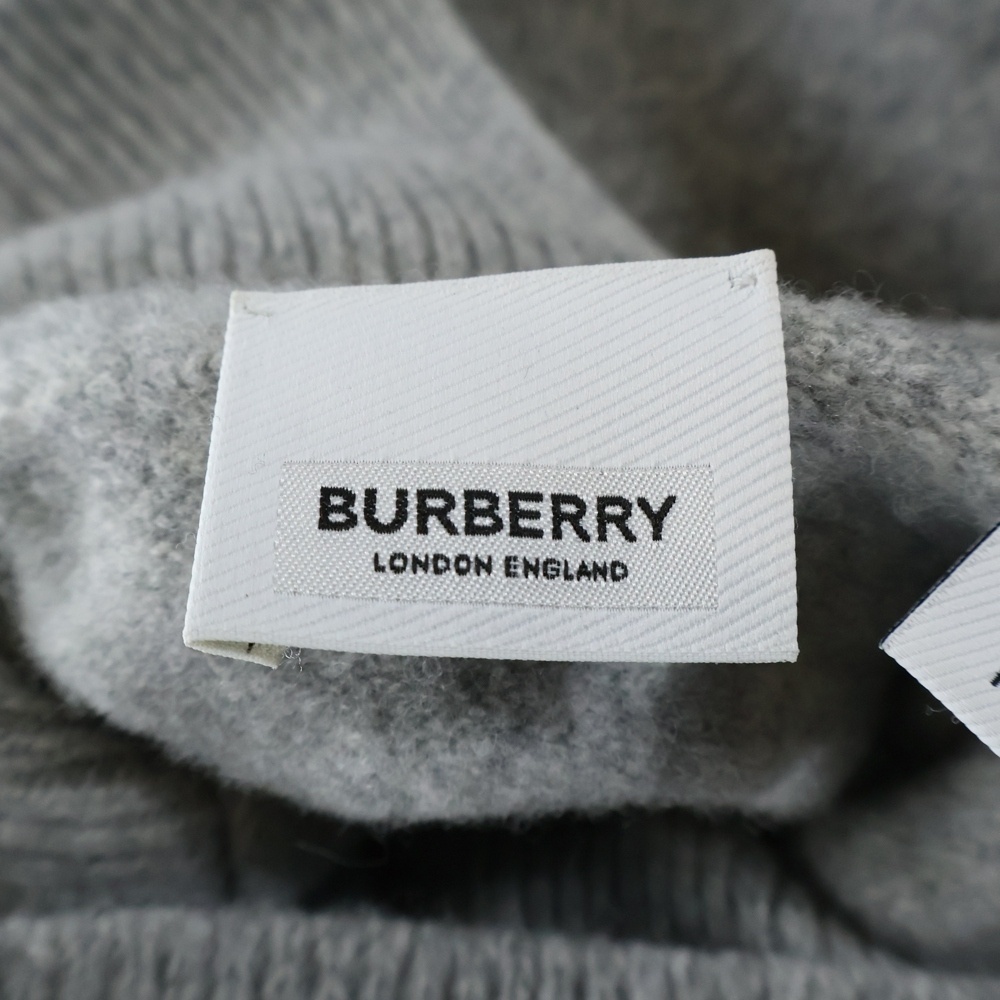 BURBERRY バーバリー 裾ロゴパッチ ステッチデザイン カシミヤ混 ウール タートルネック プルオーバー 長袖ニット セーター グレー 8046230_画像6