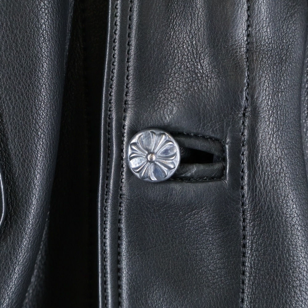 CHROME HEARTS クロムハーツ クロスパッチ スモールCH カスタム カバーオールレザージャケット ブラック_画像6