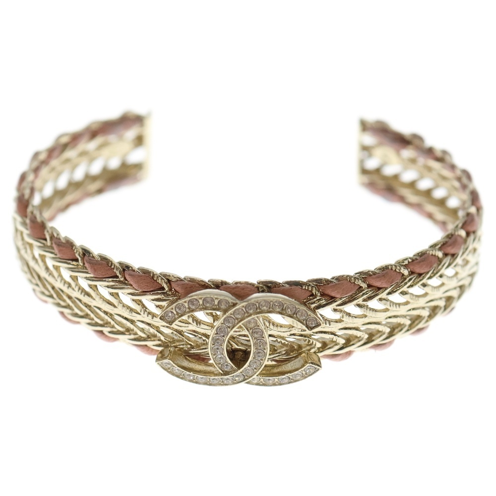 CHANEL シャネル ココマーク ラインストーン バングル ゴールド レディース B22 S_画像1