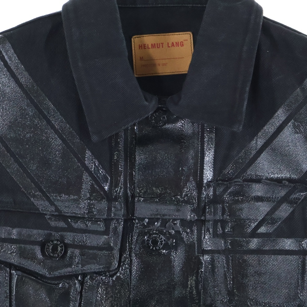 HELMUT LANG ヘルムートラング 90s UNION JACK RUBBER PAINTED DENIM VEST ユニオン ジャック ラバーペイント デニム ベスト ブラック_画像3