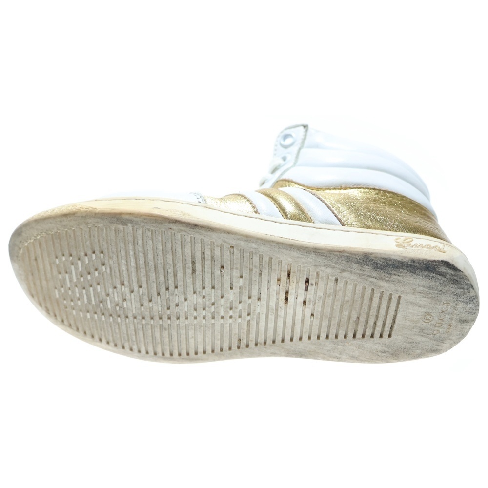 GUCCI グッチ メタリック コンビレザー レースアップ ハイカットシューズ スニーカー ゴールド/ホワイト キッズ 371604_画像5