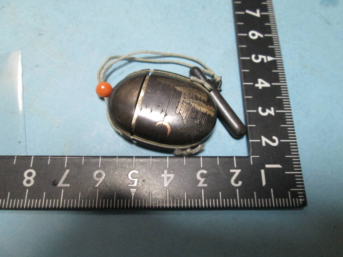 [. туман ].. предмет netsuke серебряный кейс для печати стрела .