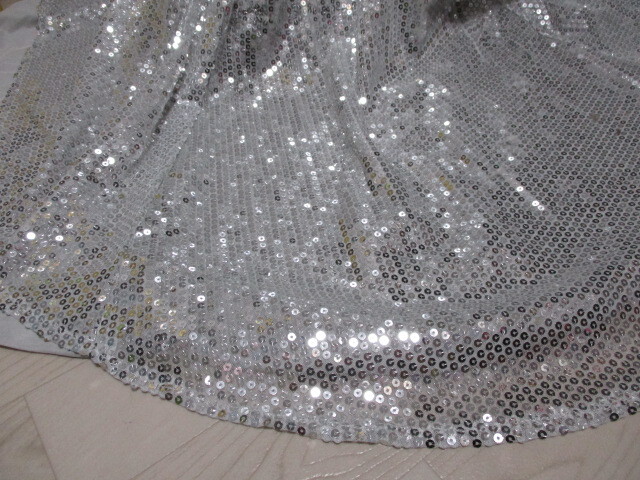 社交ダンス　　GK　GracaKarin　グレーにシルバー総スパン★ビジュー付きドレス_画像7