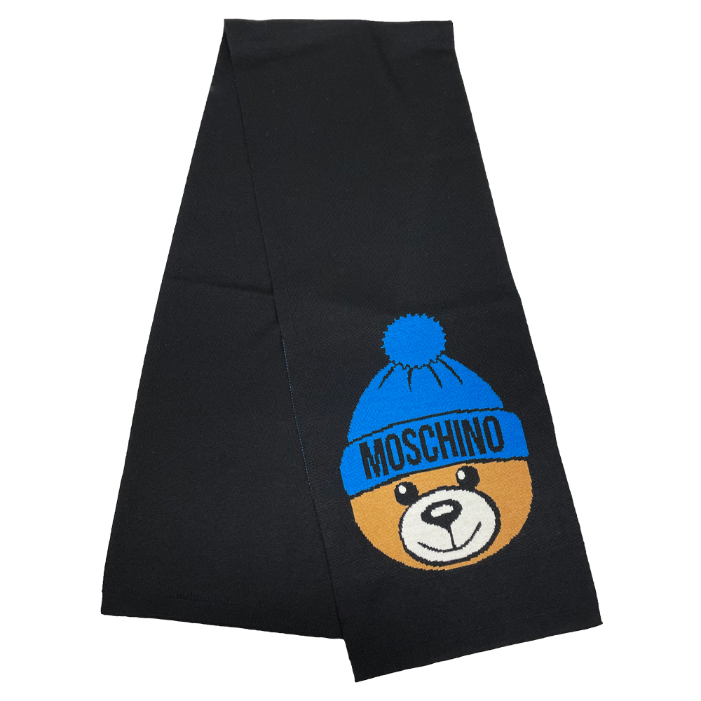 【BS】新品・在庫処分品 MOSCHINO モスキーノ テディベア ウール混 マフラー 30635 M212 1016 黒_画像2