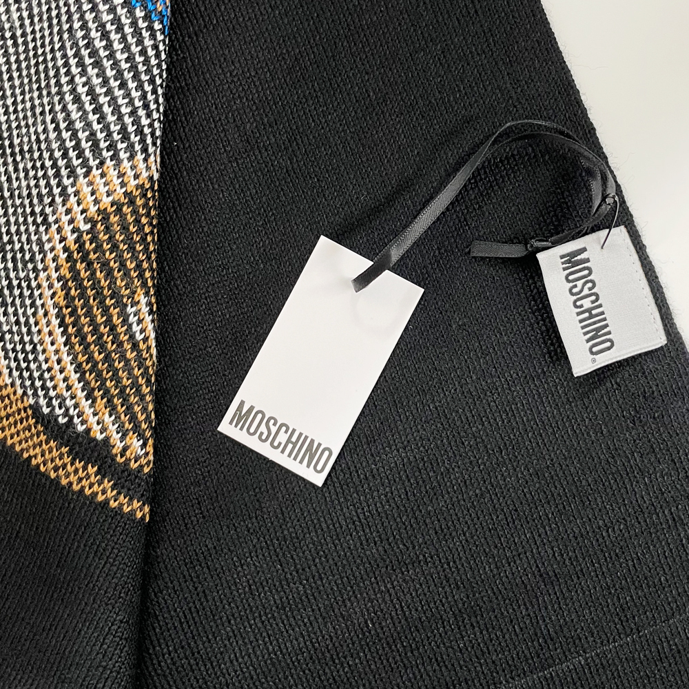 【BS】新品・在庫処分品 MOSCHINO モスキーノ テディベア ウール混 マフラー 30635 M212 1016 黒_画像4