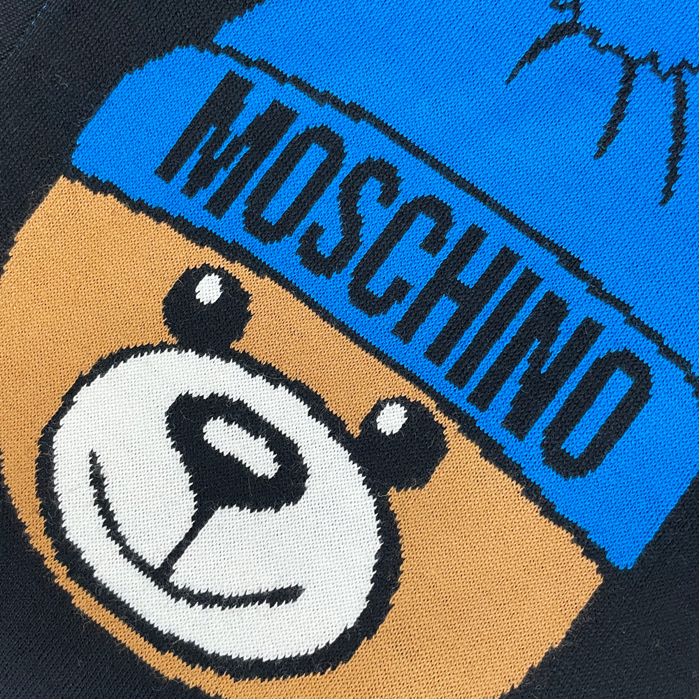 【BS】新品・在庫処分品 MOSCHINO モスキーノ テディベア ウール混 マフラー 30635 M212 1016 黒_画像3