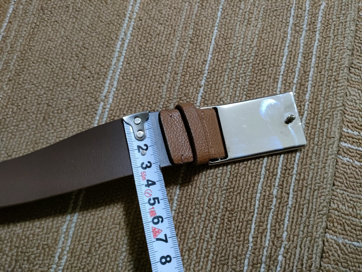  прекрасный товар Италия производства Salvatore * Ferragamo (Salvatore Ferragamo) кожаный ремень натуральная кожа металлические принадлежности : серебряный таблица : чай 