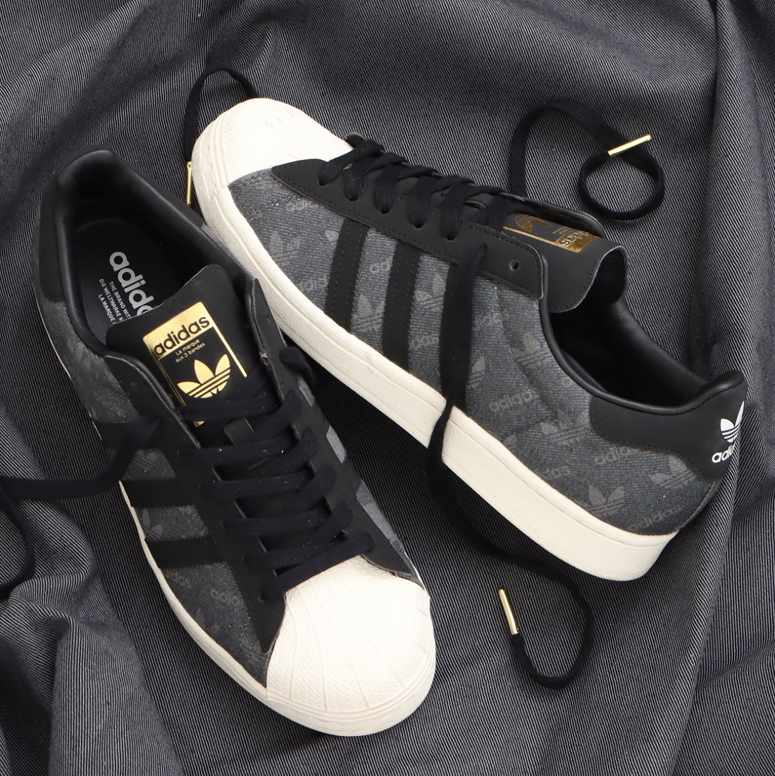  Adidas 27.5cm super Star Denim a Tomos обычная цена 13200 иен серый черный SUPERSTAR DENIM atmos оригиналы 