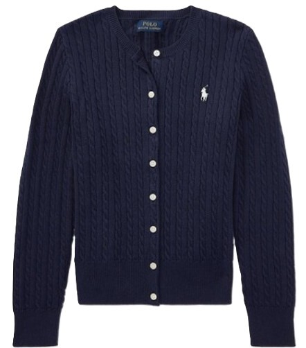 新品タグ付き【ラルフローレン】コットンケーブルニットカーディガン 160cm Girls XL ネイビー 正規品_画像1