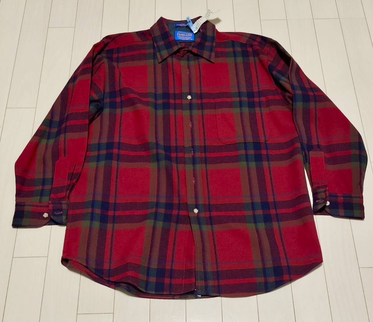 PENDLETON ペンドルトン 長袖シャツ Lサイズ チェック バージンウール 米国製 クリーニング済_画像1