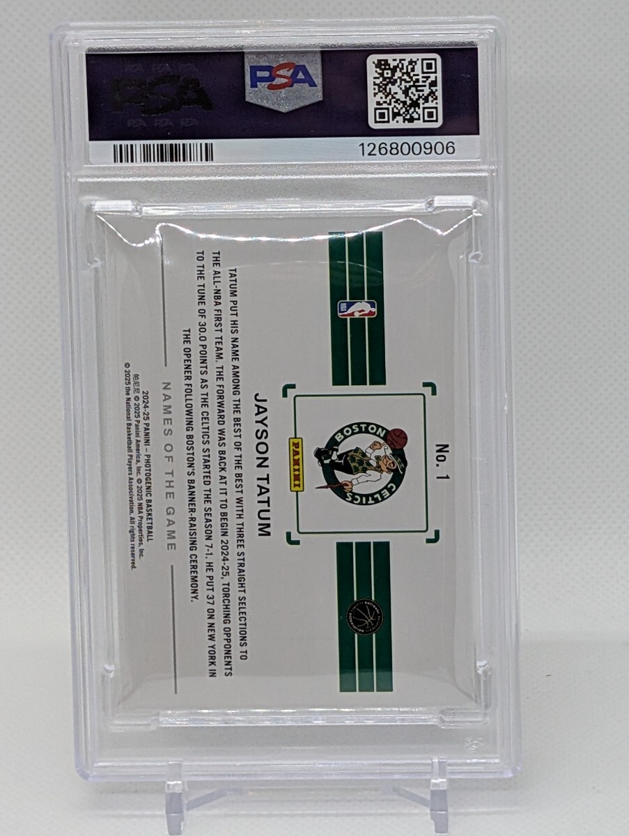 2024-25 Panini Photogenic Names of the Game SSP #1 Jayson Tatum PSA 10_画像4