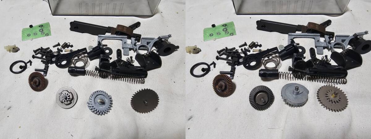  детали Tokyo Marui UZI стандартный электрооружие stock ресивер рукоятка верх покрытие поршень barrel камера и т.п. б/у товар Junk u-ji-