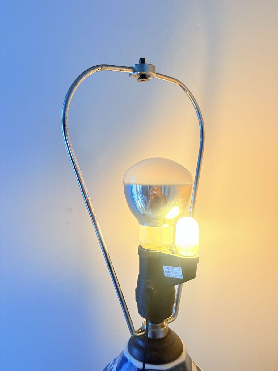 テーブルランプ 陶器製ブルー&ホワイト ひょうたん形 ランプスタンド_画像5