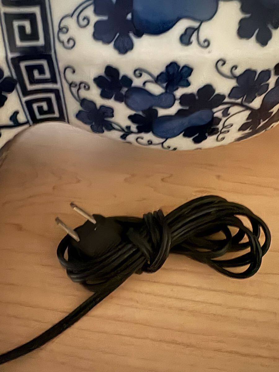 テーブルランプ 陶器製ブルー&ホワイト ひょうたん形 ランプスタンド_画像8