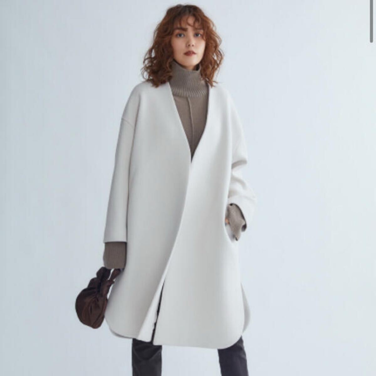 ■激安■Mila Owen/ミラオーウェン■シャツカーブノーカラーコート■アイボリー/0_画像1