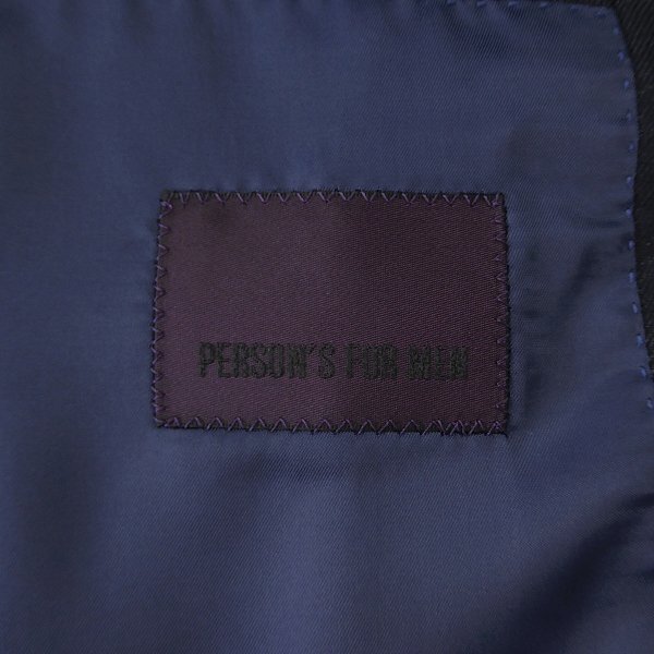 新品 パーソンズフォーメン サキソニー ウール チェック ダブル スーツ YA6(細身L) 濃紺 【J56519】 PERSON'S FOR MEN 秋冬 ストレッチ_画像10