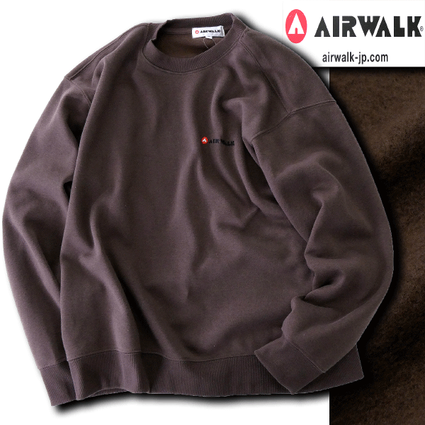 新品 エアウォーク 裏起毛 クルーネック スウェット トレーナー M 茶 【I45970】 AIRWALK ロゴ刺繍 秋冬 メンズ 丸首 プルオーバー_画像2
