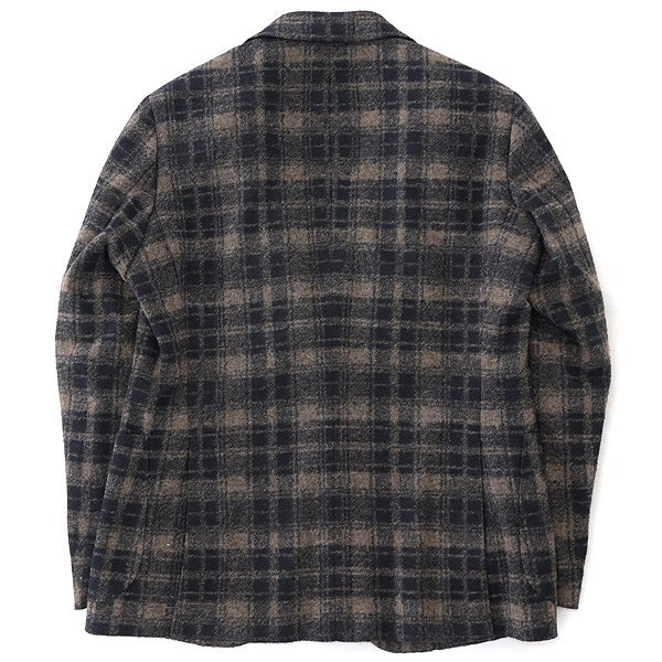 新品 7.9万 マッキントッシュロンドン スライバー ニット ジャケット LL42(幅広LL) 茶 【J56969】 AB7 FLEX JERSEY 秋冬 チェック ウール_画像2