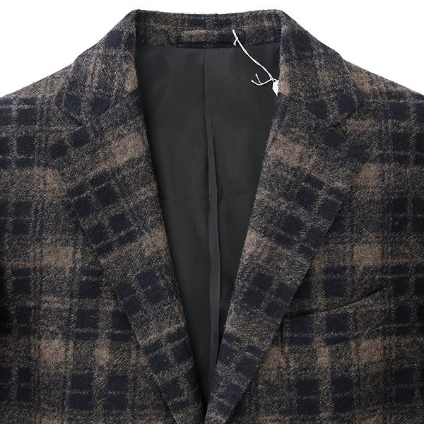 新品 7.9万 マッキントッシュロンドン スライバー ニット ジャケット LL42(幅広LL) 茶 【J56969】 AB7 FLEX JERSEY 秋冬 チェック ウール_画像4